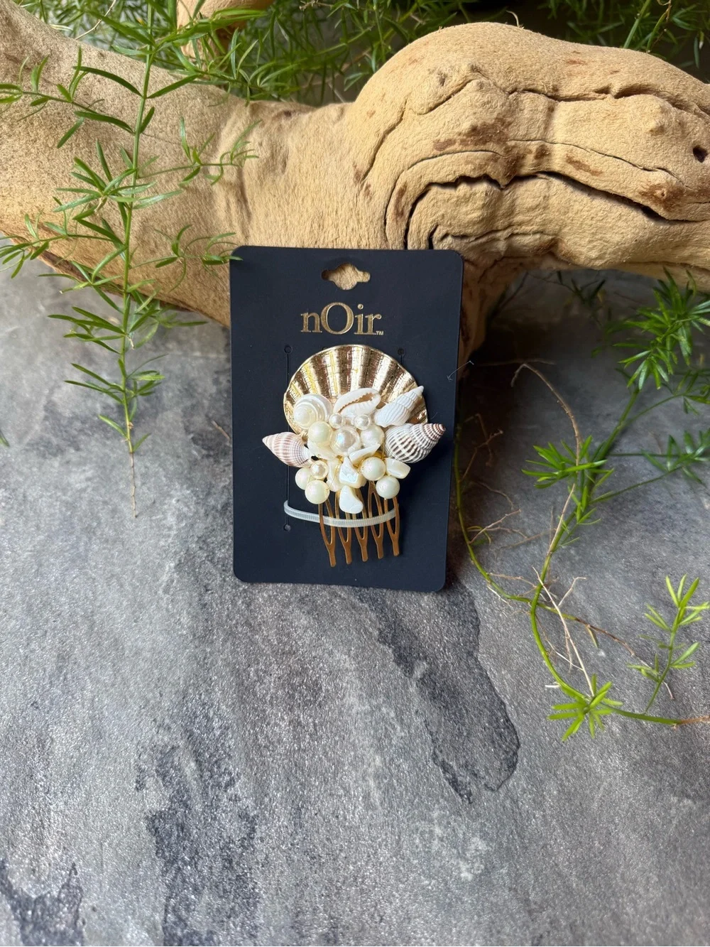 New🌟Free People-Cream & Gold Pearl Seashell Hair Comb